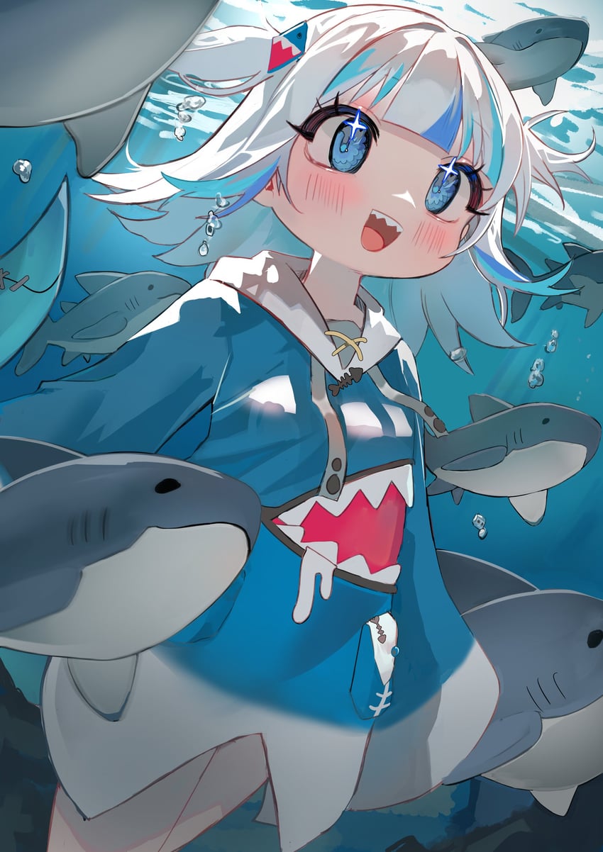 gawr gura (hololive and 1 more) drawn by moetofu