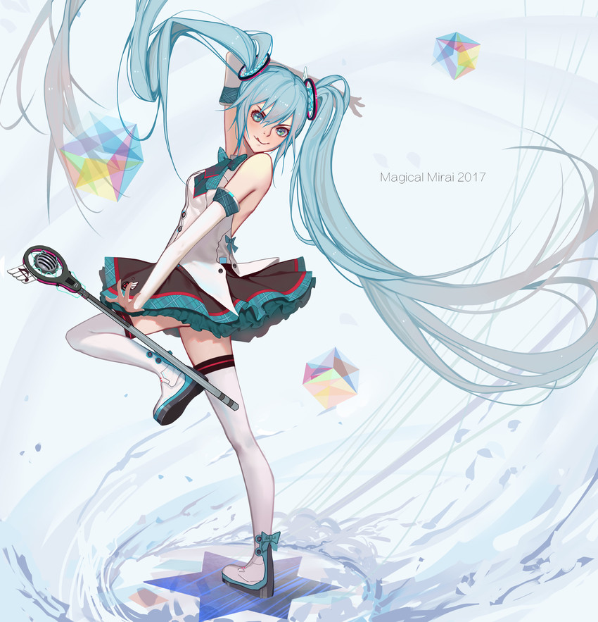 hatsune miku and magical mirai miku (vocaloid and 1 more) drawn by iron_(2486886134)