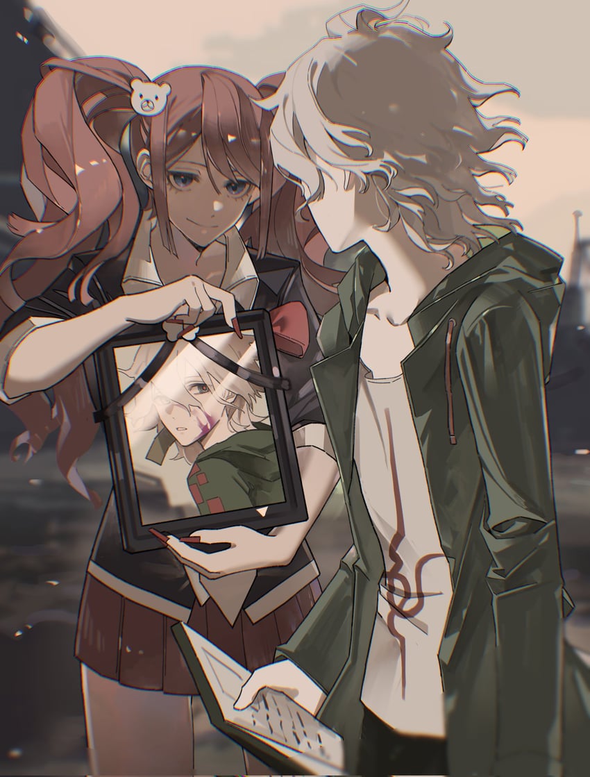 komaeda nagito and enoshima junko (danganronpa and 2 more) drawn by chouti_ttt
