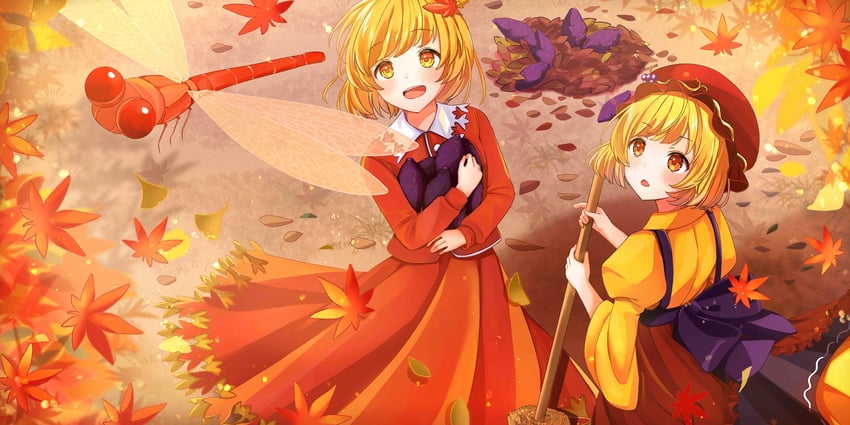 aki minoriko and aki shizuha (touhou and 1 more) drawn by buntason_(buritarooooo)