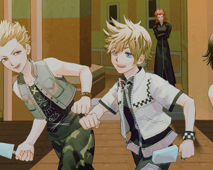 roxas, axel, and hayner (kingdom hearts and 1 more) drawn by tdmmt_r