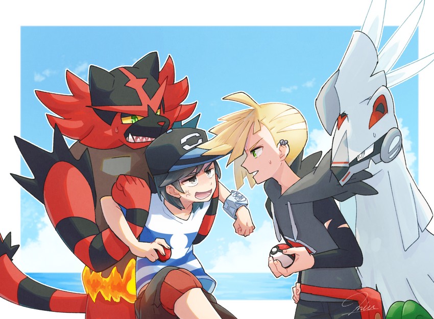 elio, gladion, incineroar, and silvally (pokemon and 1 more) drawn by miu_(miuuu_721)