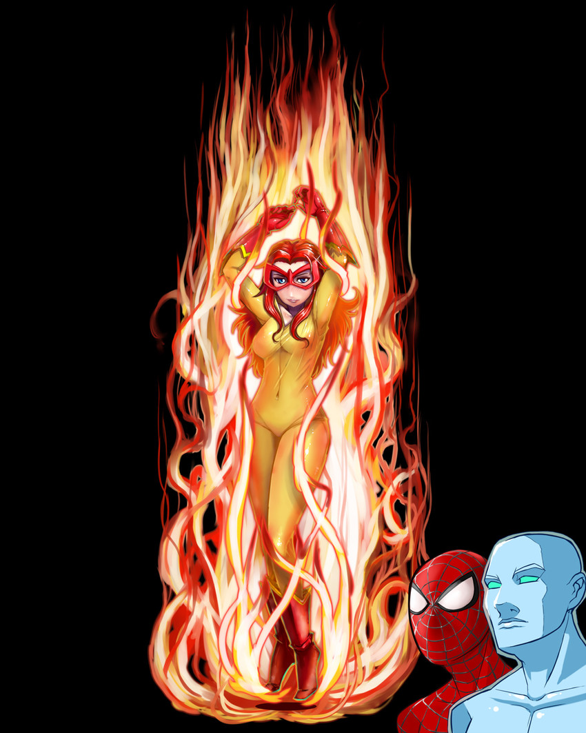 spider-man, iceman, and firestar (marvel and 1 more) drawn by misonou_hirokichi