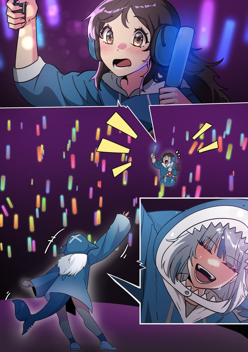 gawr gura (hololive and 2 more) drawn by rait_visual_works