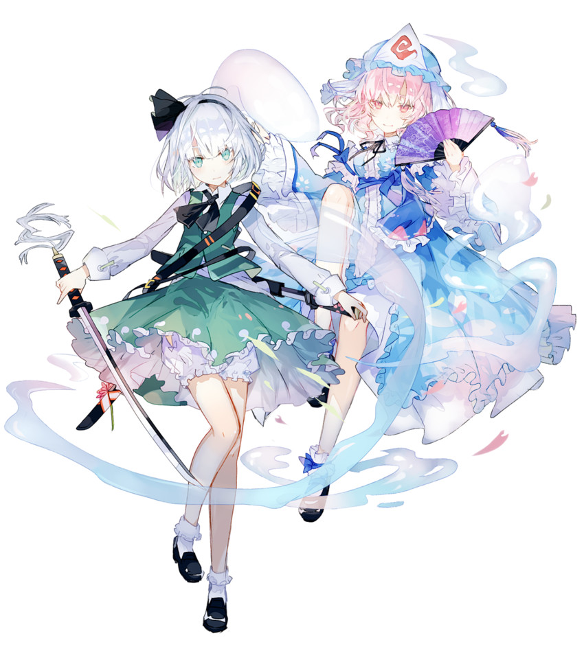 konpaku youmu and saigyouji yuyuko (touhou) drawn by nuudoru
