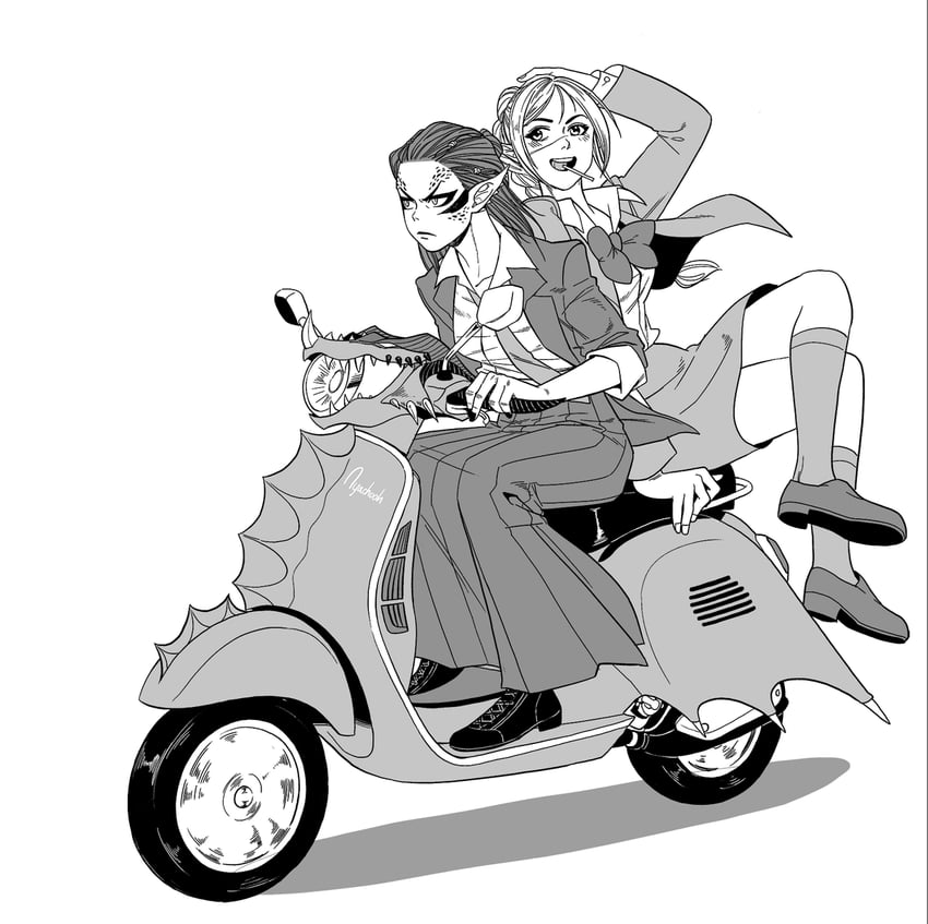shadowheart and lae'zel (dungeons & dragons and 2 more) drawn by nyachooh