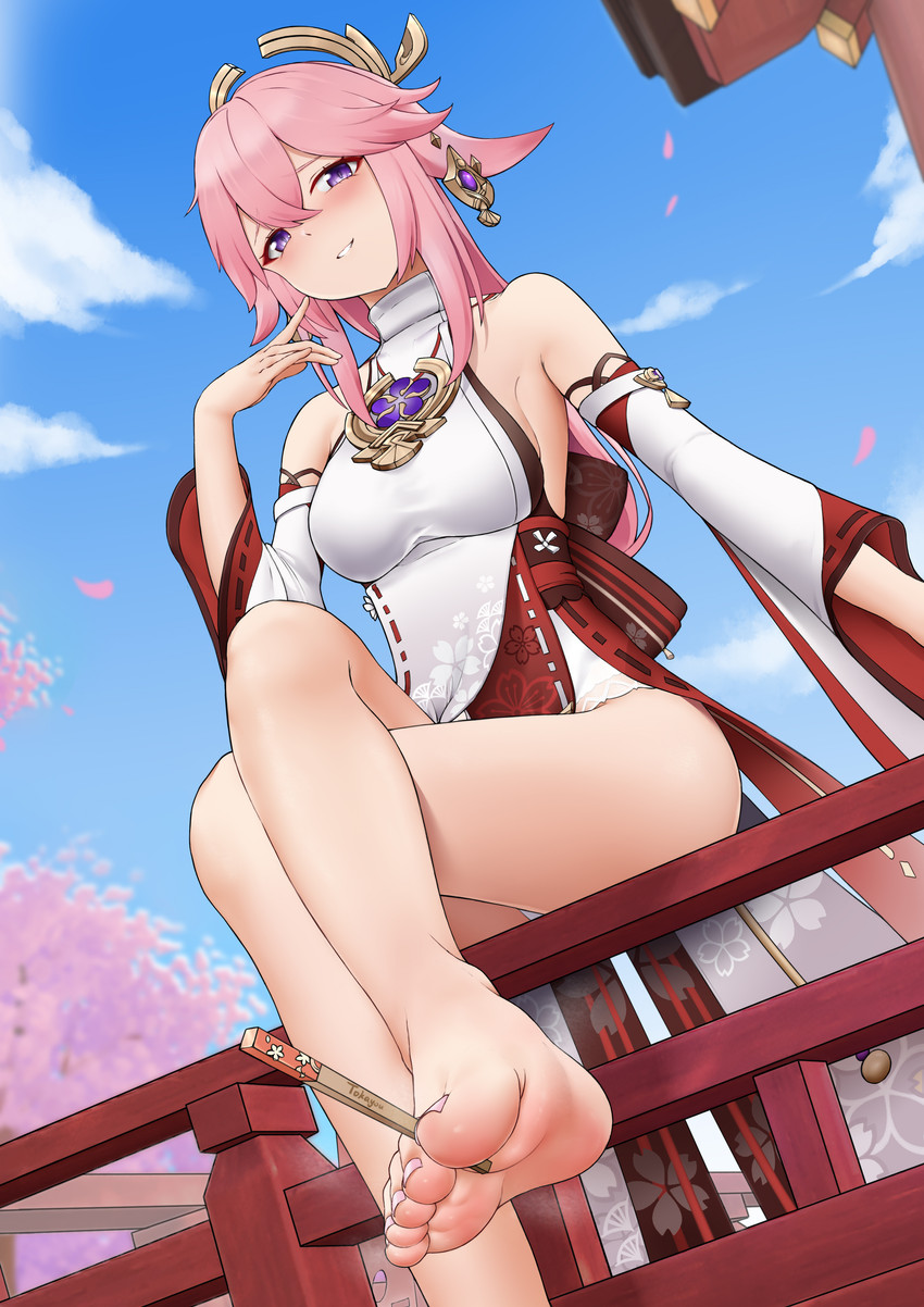 yae miko (genshin impact) drawn by tokayou