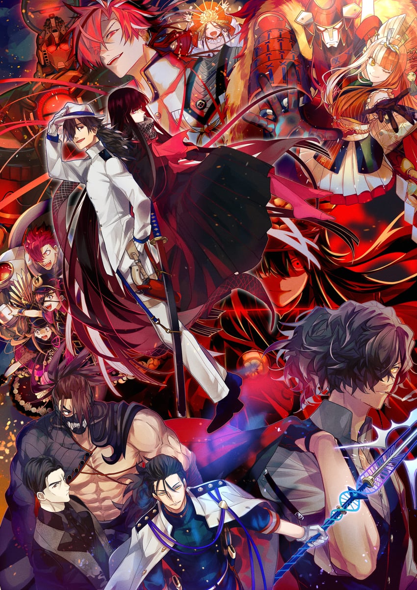 oda nobunaga, okada izou, sakamoto ryouma, oryou, himiko, and 8 more (fate and 1 more) drawn by u_5ham0
