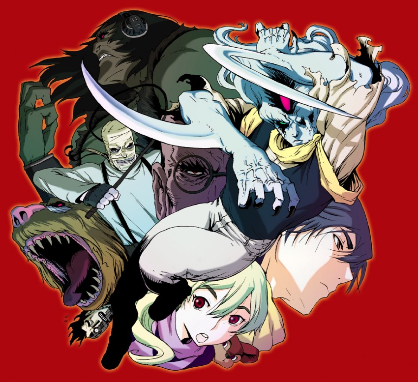 baoh, hashizawa ikurou, sumire, dr. kasuminome, walken, and 3 more (baoh raihousha) drawn by oono_tsutomu