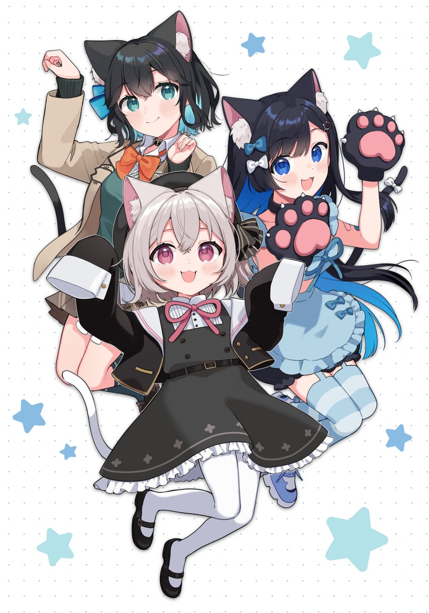 futaba minato, sayo, and miyamai moca (cevio and 1 more) drawn by binchou_maguro