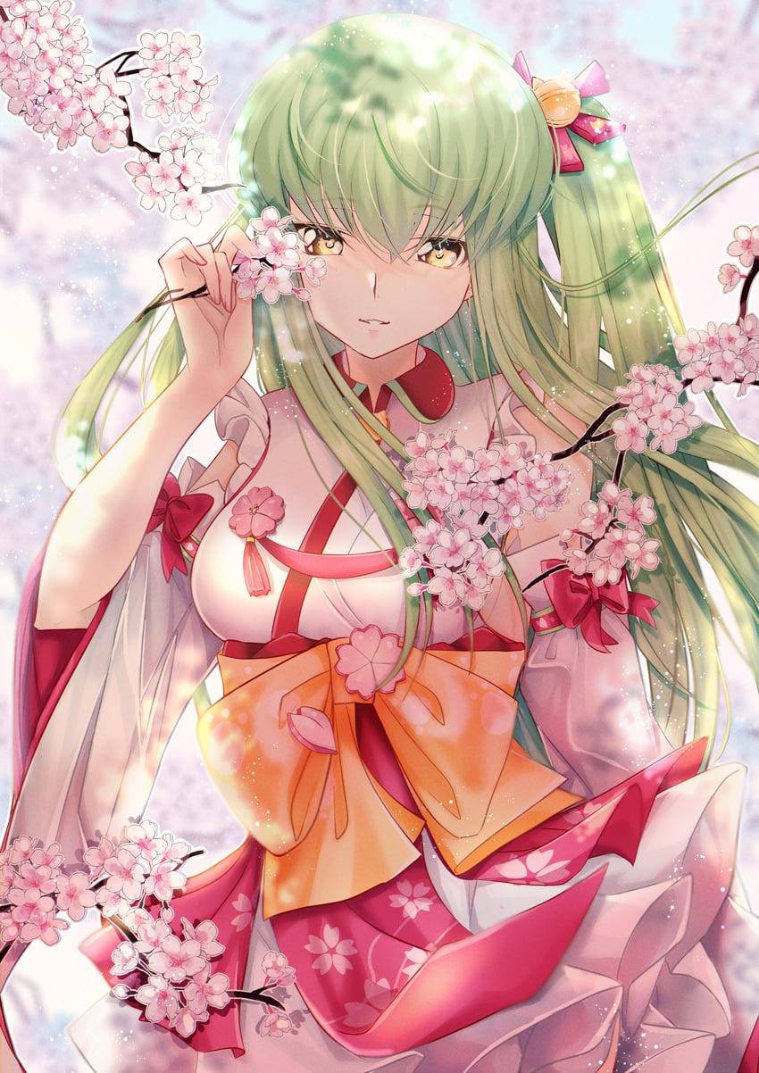 sakura miko and c.c. (hololive and 1 more) drawn by budgiepon