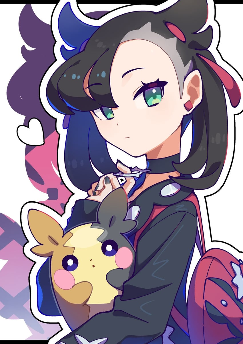 marnie and morpeko (pokemon and 1 more) drawn by omochi_(omotimotittona3)