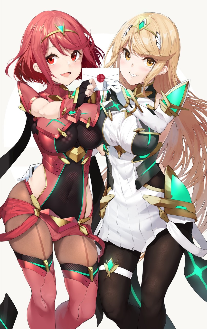 pyra and mythra (xenoblade chronicles and 2 more) drawn by yappen