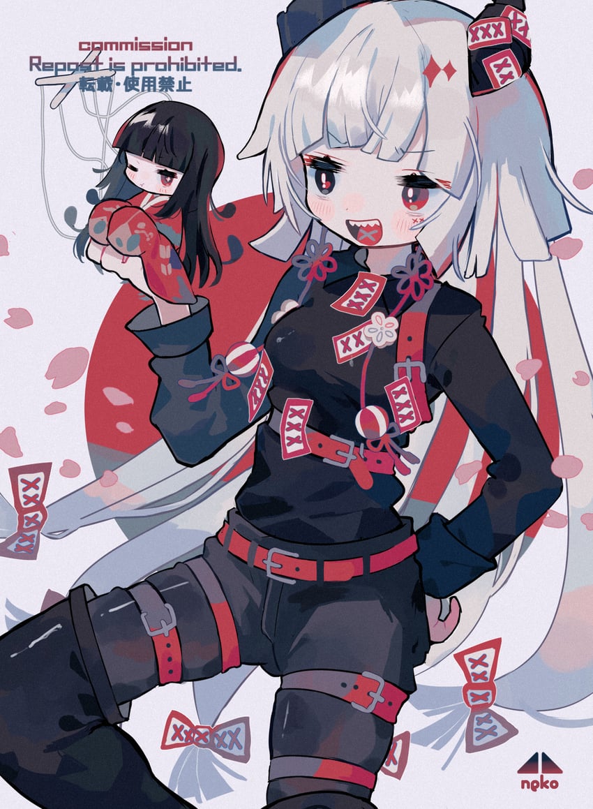 fujiwara no mokou and houraisan kaguya (touhou) drawn by cotono_(nazekun)