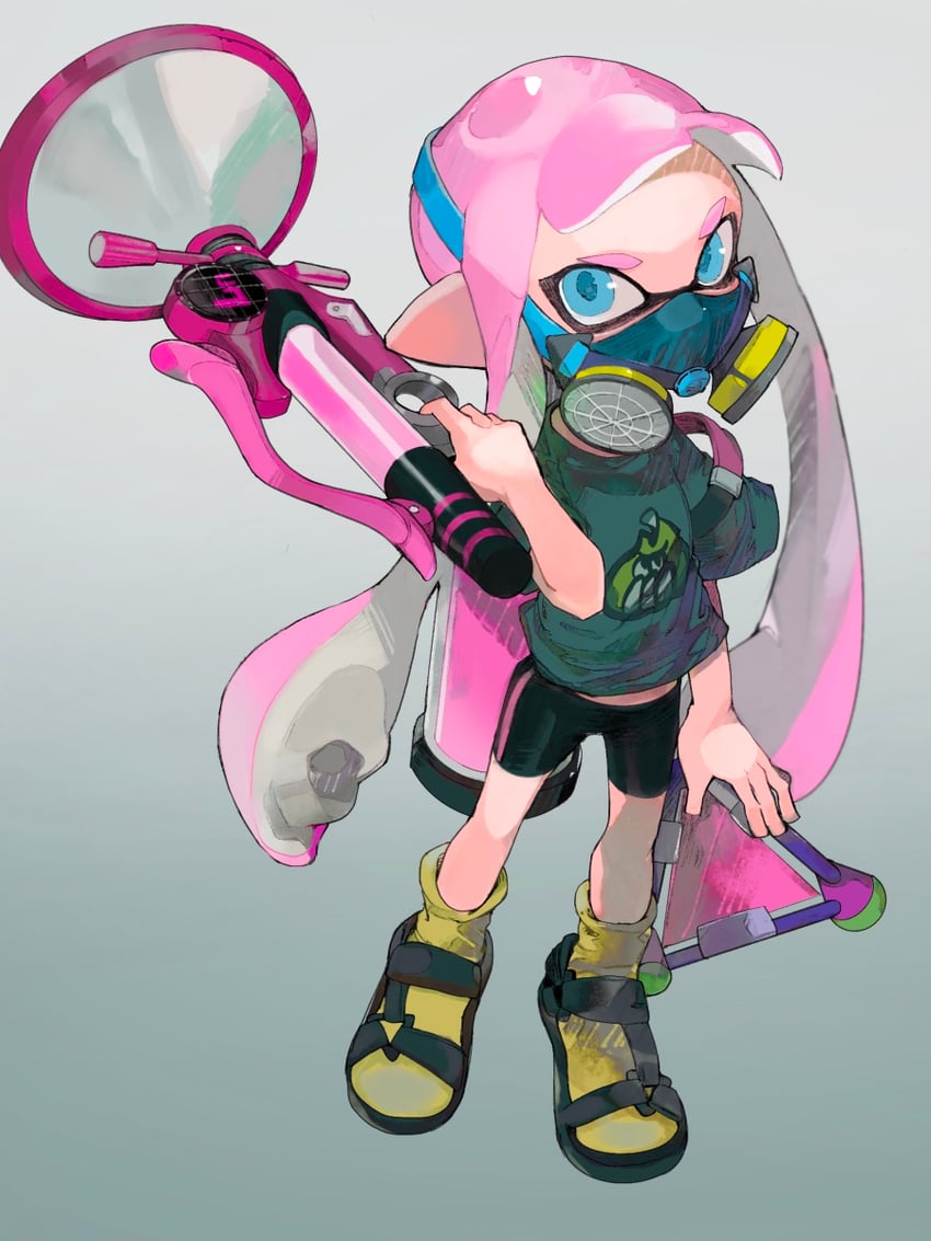 inkling player character and inkling girl (splatoon) drawn by panchicchi_(pixiv_101958735)