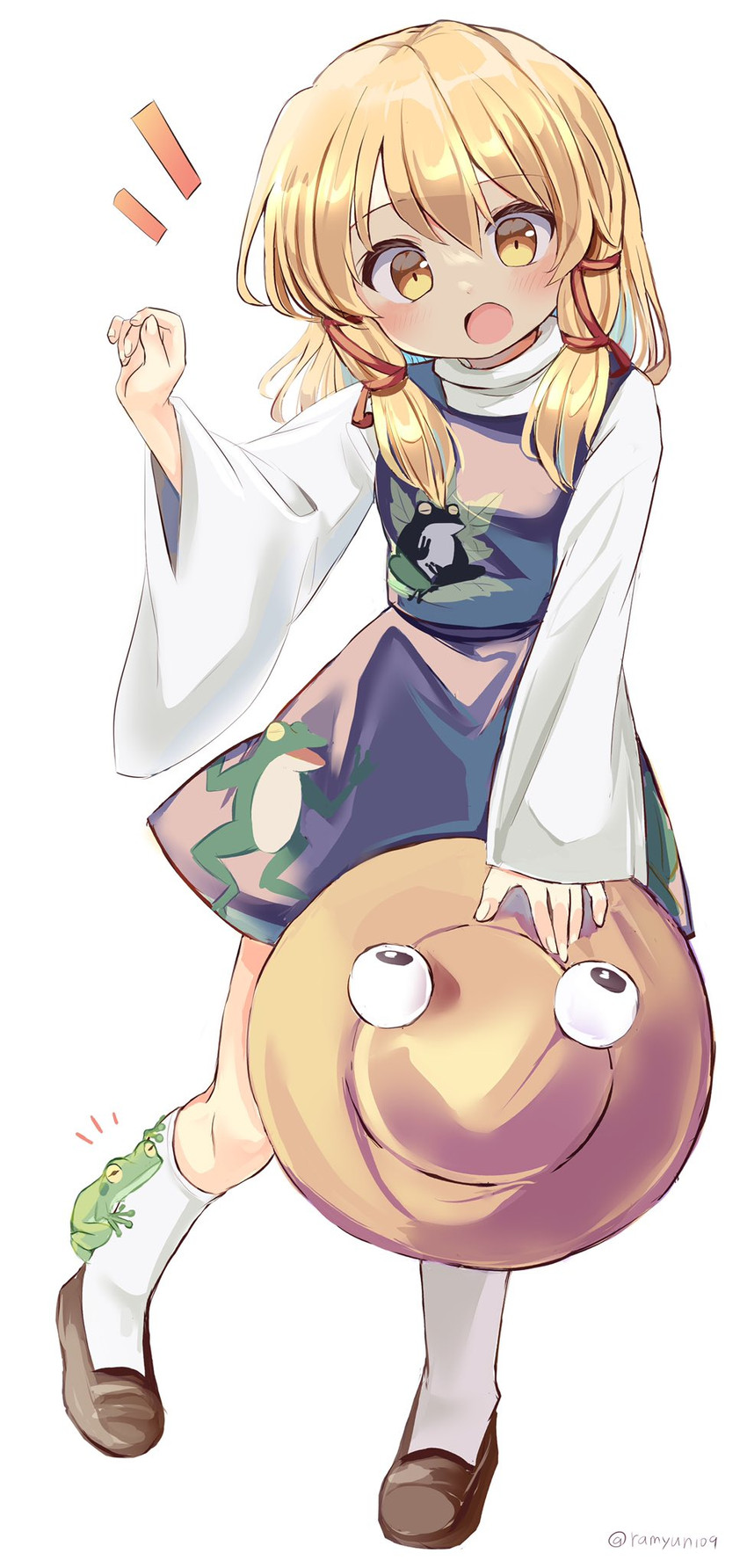 moriya suwako and pyonta (touhou) drawn by ramudia_(lamyun)