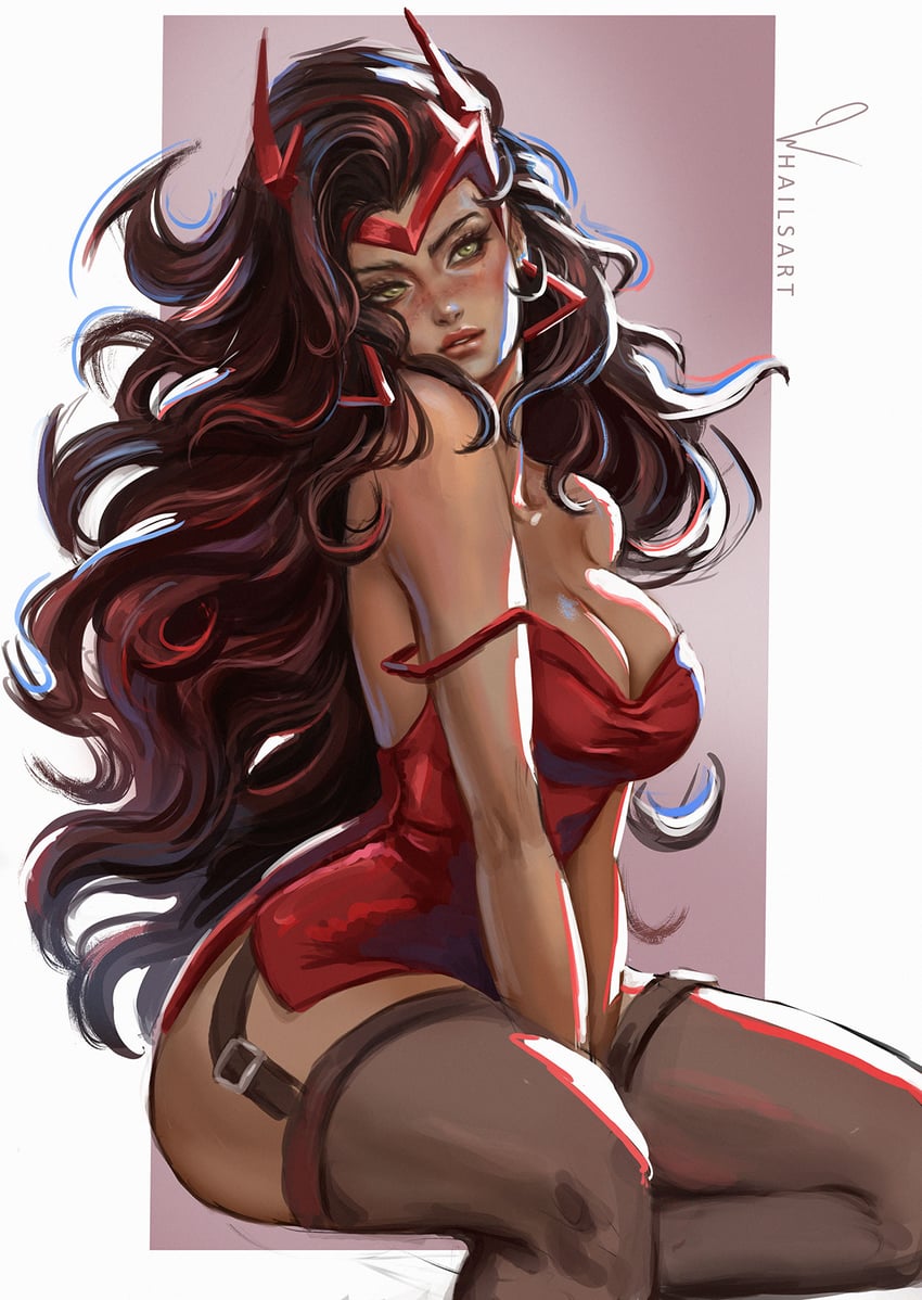 wanda maximoff and scarlet witch (marvel and 2 more) drawn by whails