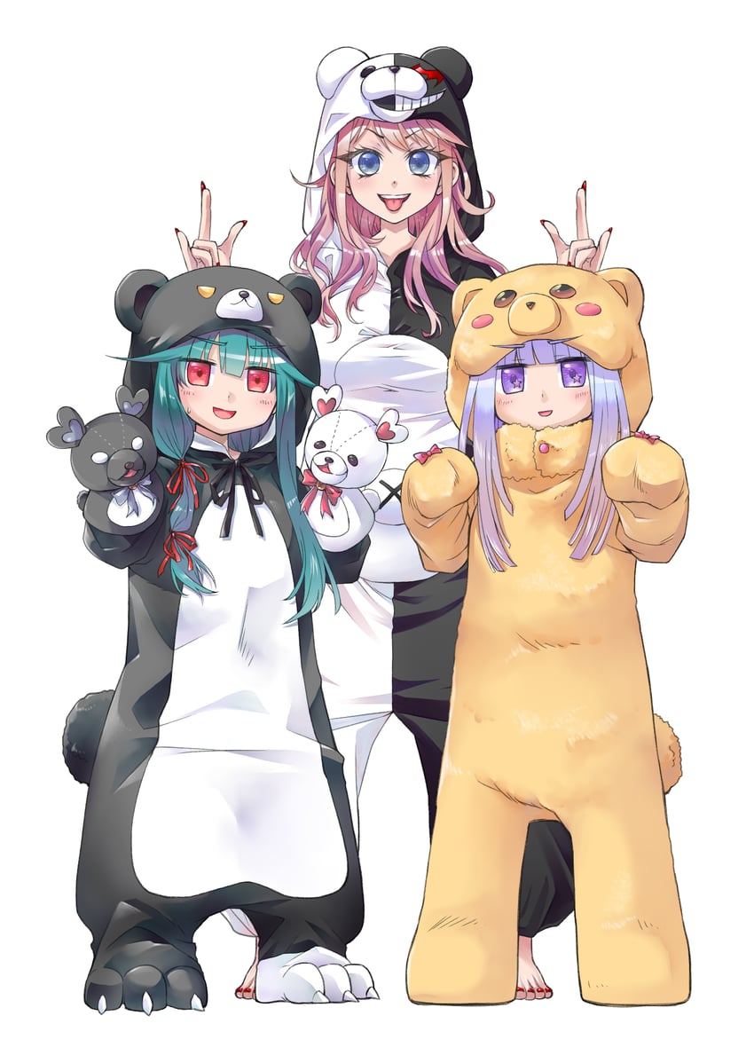 enoshima junko, aurora sya lis kaymin, and yuna (danganronpa and 3 more) drawn by keke_(user_zech7732)