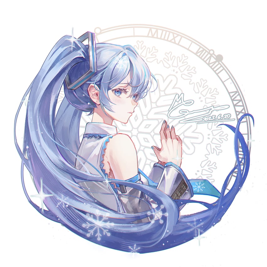 hatsune miku and yuki miku (vocaloid) drawn by memory_mie