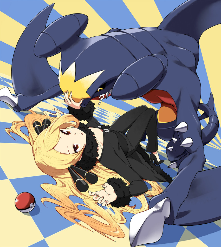 cynthia and garchomp (pokemon and 1 more) drawn by tm_(hanamakisan)