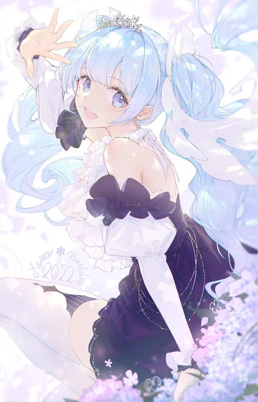 hatsune miku and yuki miku (vocaloid) drawn by linfi-muu