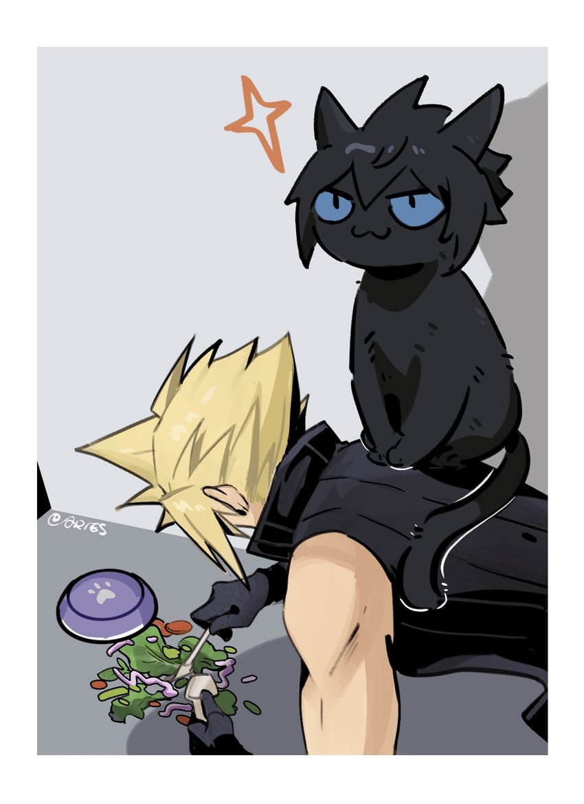 cloud strife and noctis lucis caelum (final fantasy and 3 more) drawn by aries20770321