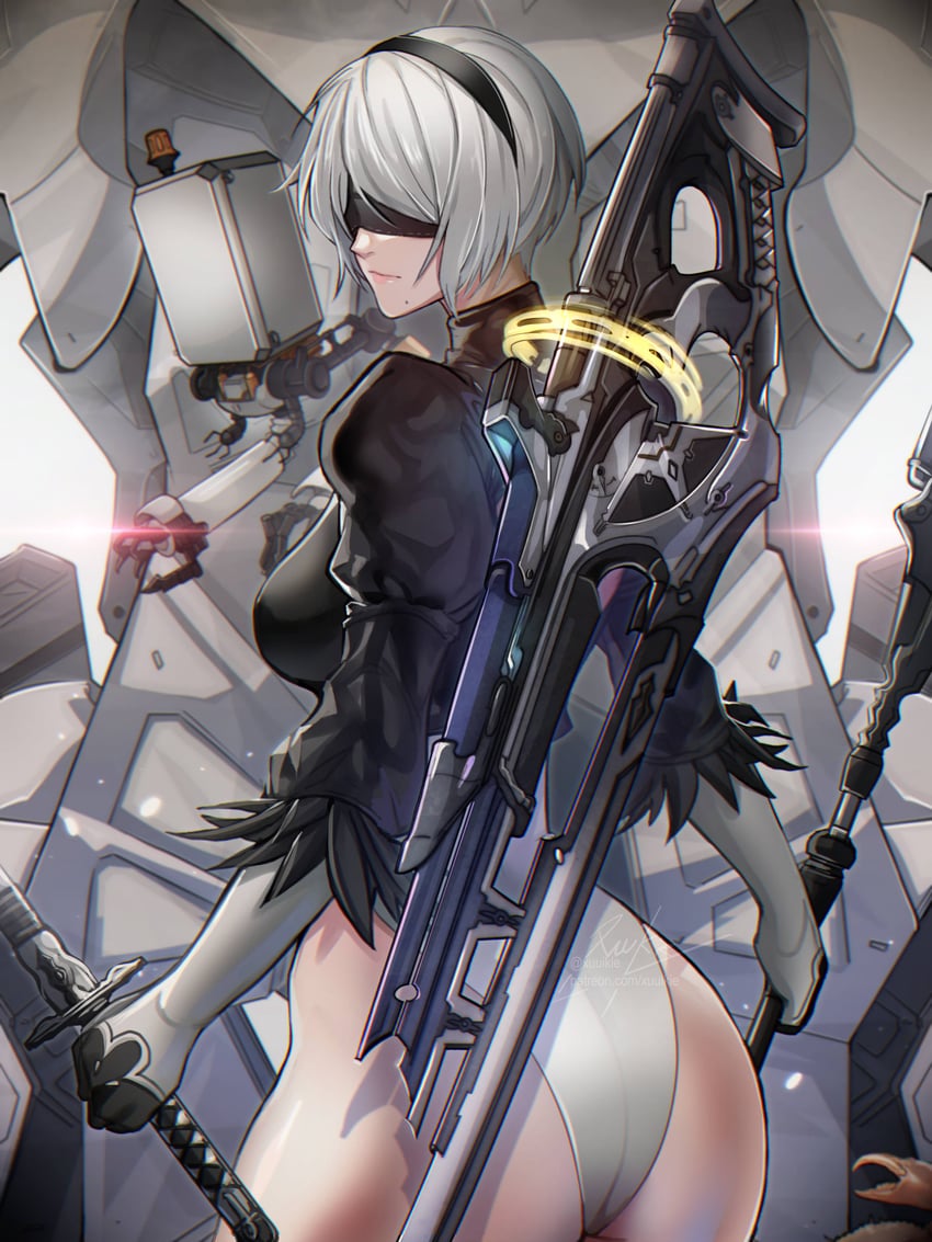 2b and pod (goddess of victory: nikke and 2 more) drawn by xuuikie_ashe