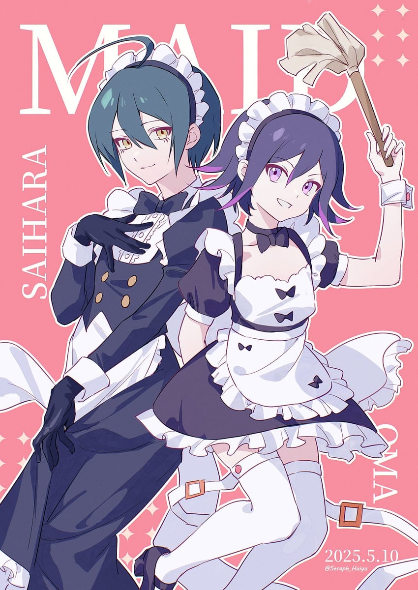oma kokichi and saihara shuichi (danganronpa and 1 more) drawn by ewa_(seraphhuiyu)