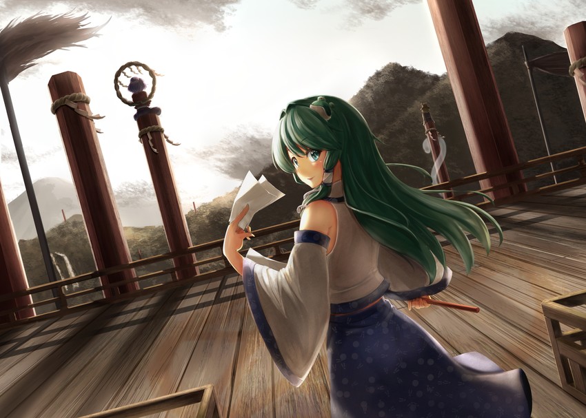 kochiya sanae, moriya suwako, yasaka kanako, and mishaguji (touhou) drawn by luke_(kyeftss)