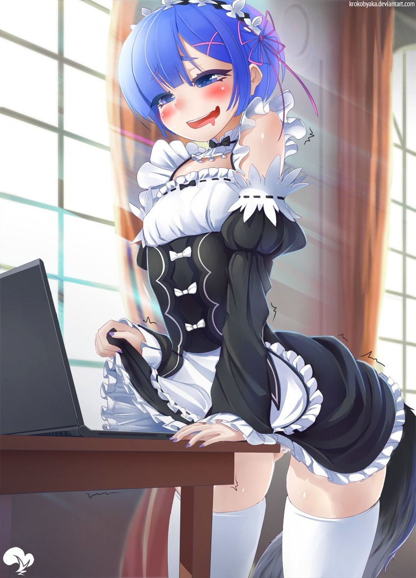 rem (re:zero kara hajimeru isekai seikatsu) drawn by krokobyaka