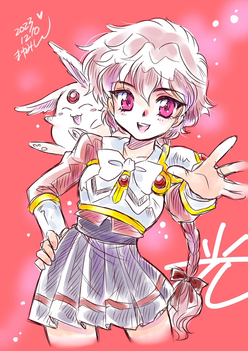 shidou hikaru and mokona (magic knight rayearth) drawn by kisaragi_miyuki