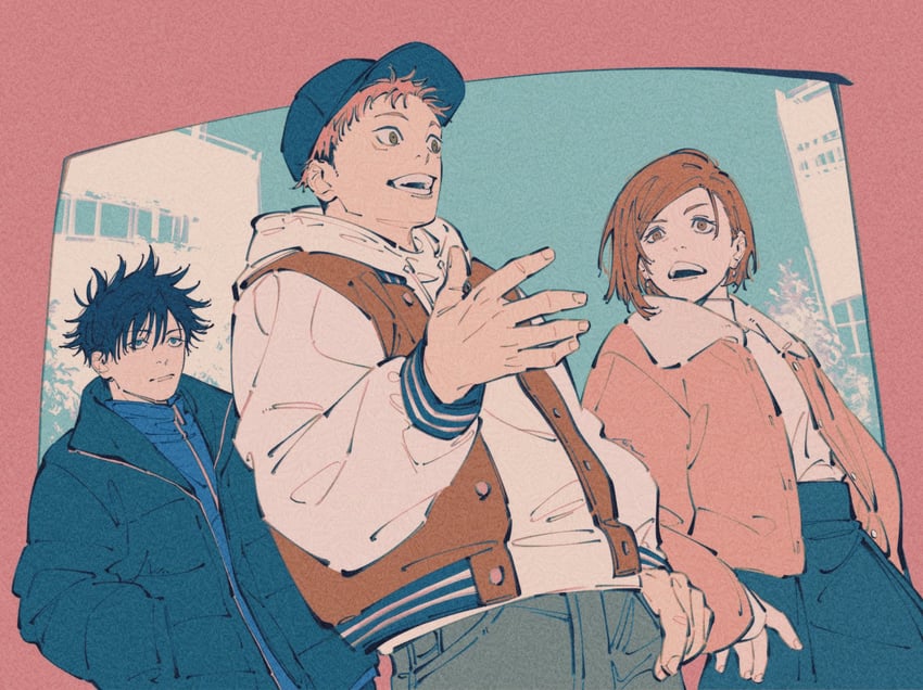 itadori yuuji, fushiguro megumi, and kugisaki nobara (jujutsu kaisen) drawn by mim_(mimya0600)