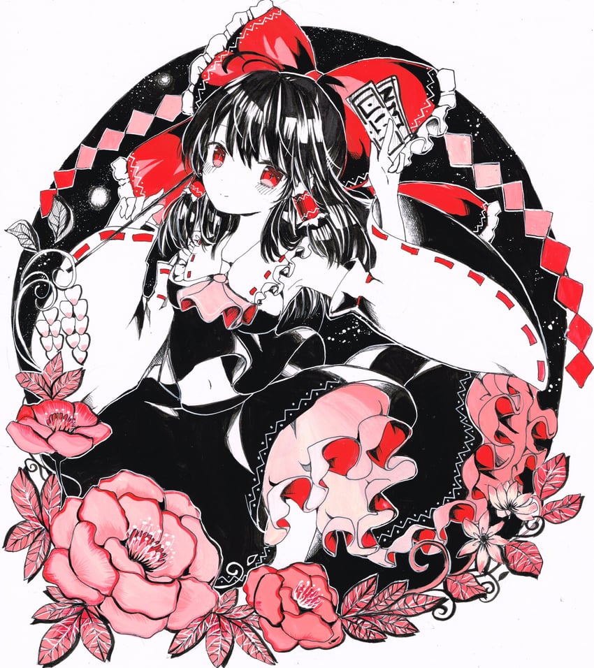 hakurei reimu (touhou) drawn by torajirou_(toraneko_zirou)