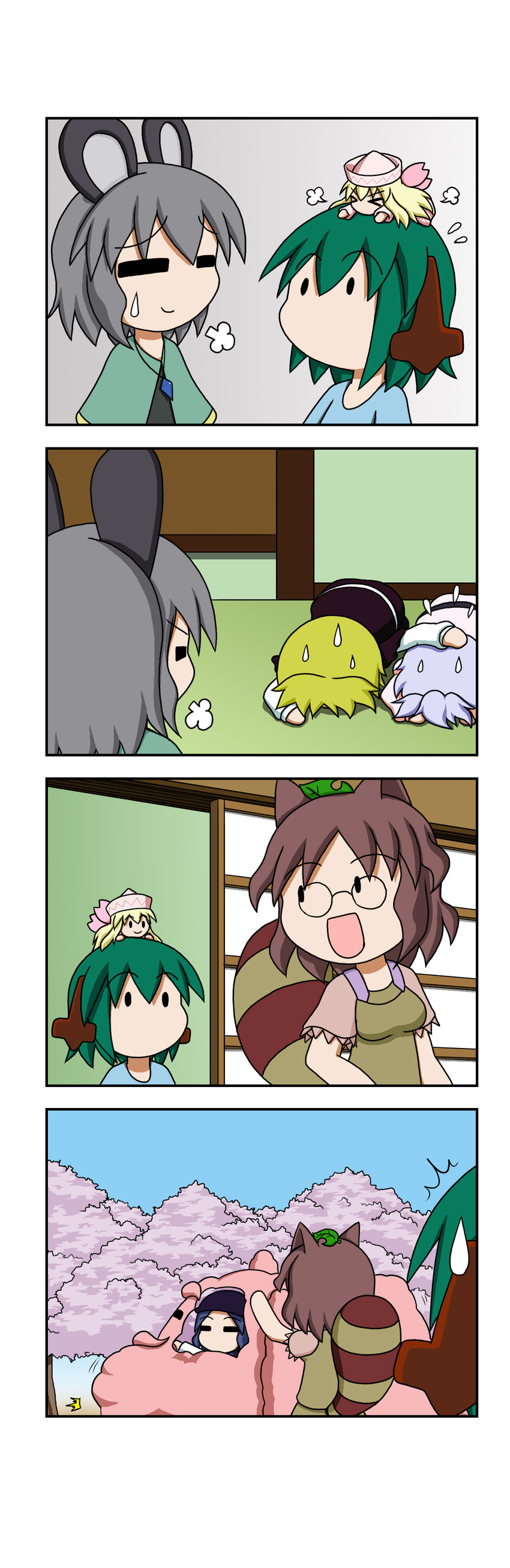 nazrin, kumoi ichirin, kasodani kyouko, futatsuiwa mamizou, lily white, and 3 more (touhou) drawn by rakugaki-biyori