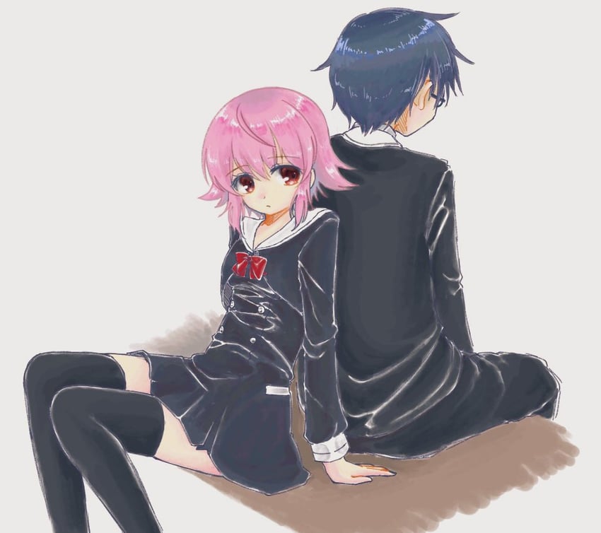 onoe serika and miyashiro takuru (chaos;child) drawn by 70lio