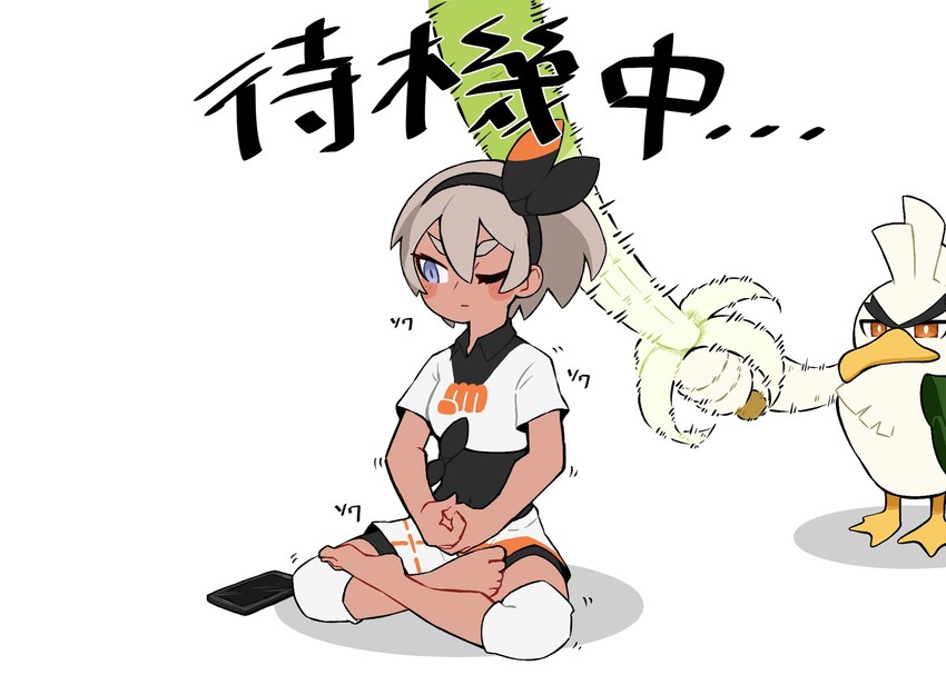 bea and sirfetch'd (pokemon and 1 more) drawn by bear_ringer