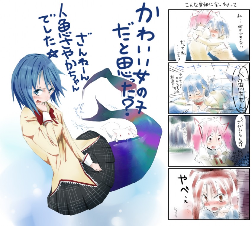 kaname madoka, miki sayaka, sakura kyoko, and kyubey (mahou shoujo madoka magica) drawn by tandemu