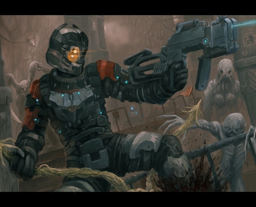 slasher, lurker, the pack, spitter, puker, and 1 more (dead space and 1 more) drawn by tunguu