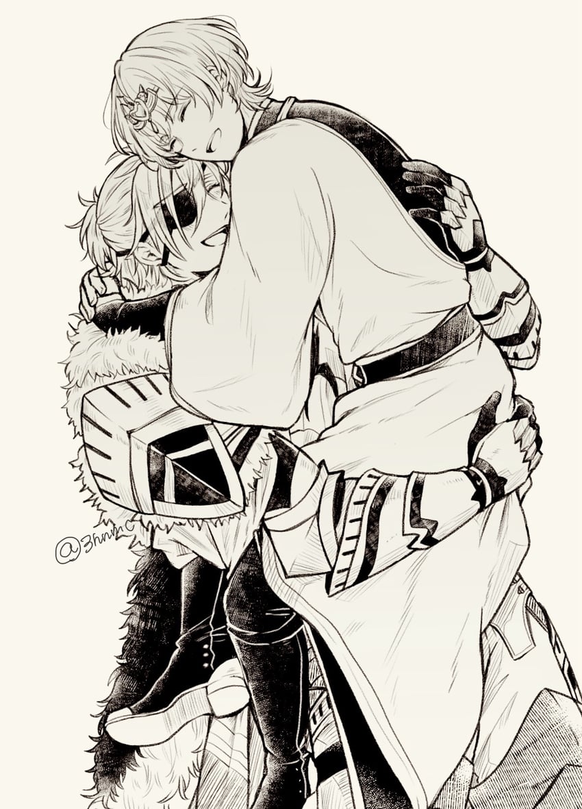 dimitri alexandre blaiddyd and male byleth (fire emblem and 1 more) drawn by 3hnmc