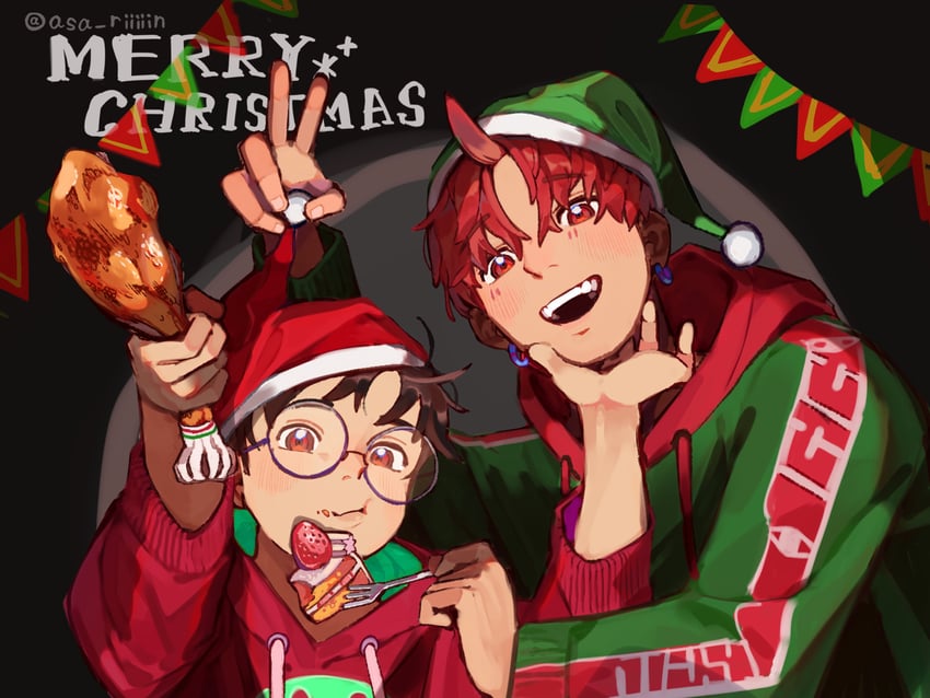 takakura ken and enjoji jin (dandadan) drawn by asa_riiiiin