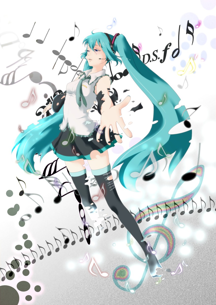 hatsune miku (vocaloid and 1 more) drawn by harutiki