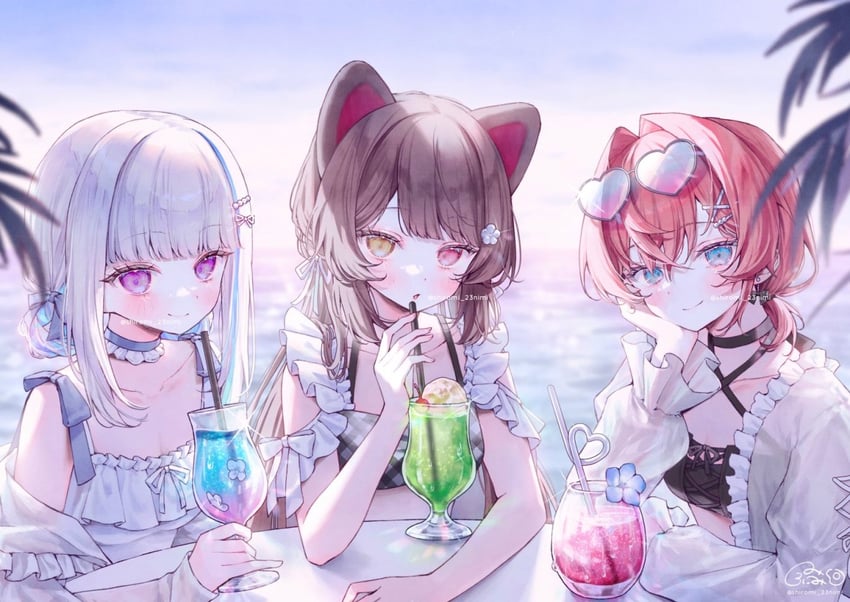 lize helesta, ange katrina, and inui toko (nijisanji) drawn by shiroromi