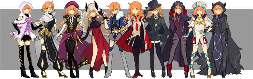 fujimaru ritsuka, cu chulainn, merlin, edmond dantes, cu chulainn alter, and 6 more (fate and 3 more) drawn by mashugure