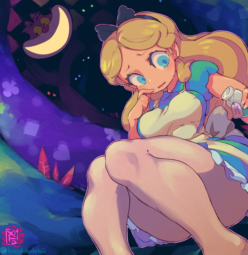 alice and cheshire cat (alice's adventures in wonderland) drawn by starmilk