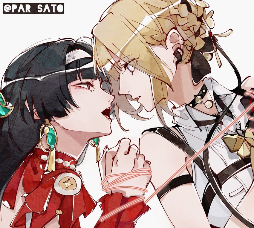 evelyn chevalier and astra yao (zenless zone zero) drawn by par_sato
