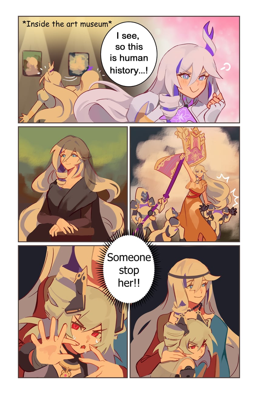misteln schariac, prometheus, and seeds of ideas (honkai and 3 more) drawn by mararu