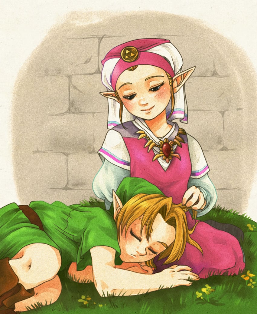 link, princess zelda, young link, and young zelda (the legend of zelda and 1 more) drawn by tsukuyomi_land