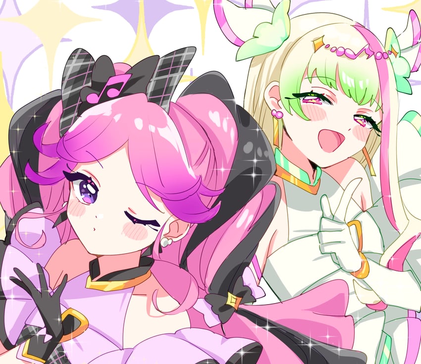 purirun, cure zukyuun, cure kiss, and meroron (precure and 1 more) drawn by sukoyaka_(100hituzi)