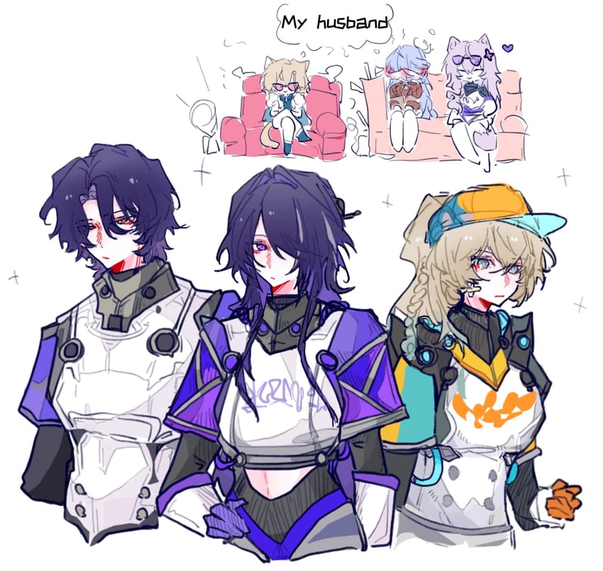 firefly, acheron, robin, aventurine, black swan, and 1 more (honkai and 1 more) drawn by roymsygxelaxpgk
