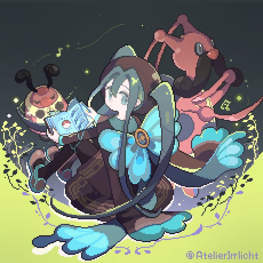hatsune miku, bug miku, kricketune, and kricketot (pokemon and 2 more) drawn by nekoolantern